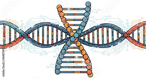 Dna helix structure genetic code molecular biology science biotechnology medical research genome engineering 3d model