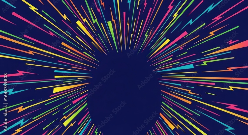 Fototapeta premium Abstract graphic design featuring radiating colorful lines, creating a dynamic, outward-moving effect.