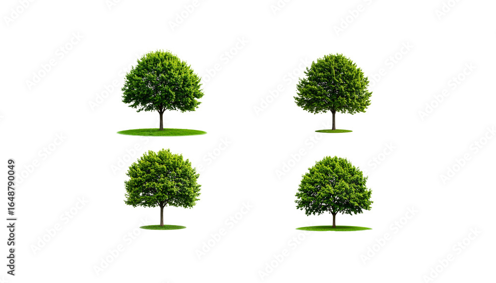 Fototapeta premium Green tree with green leaves isolated on white background