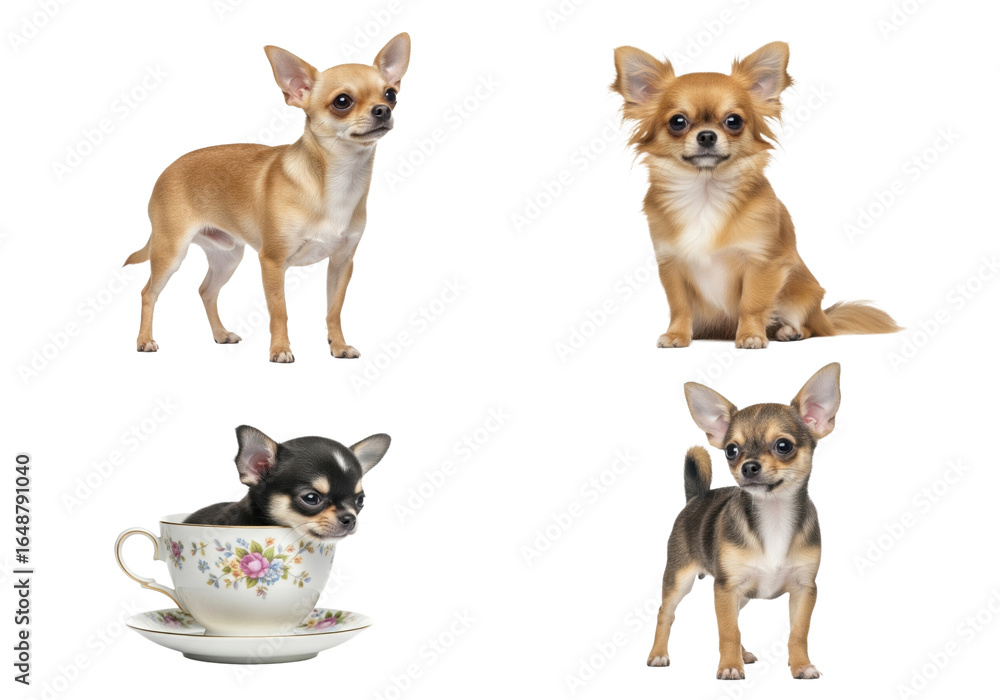 Obraz premium PNG Chihuahua Dog Transparent Isolated on White Background Small Tiny Pet