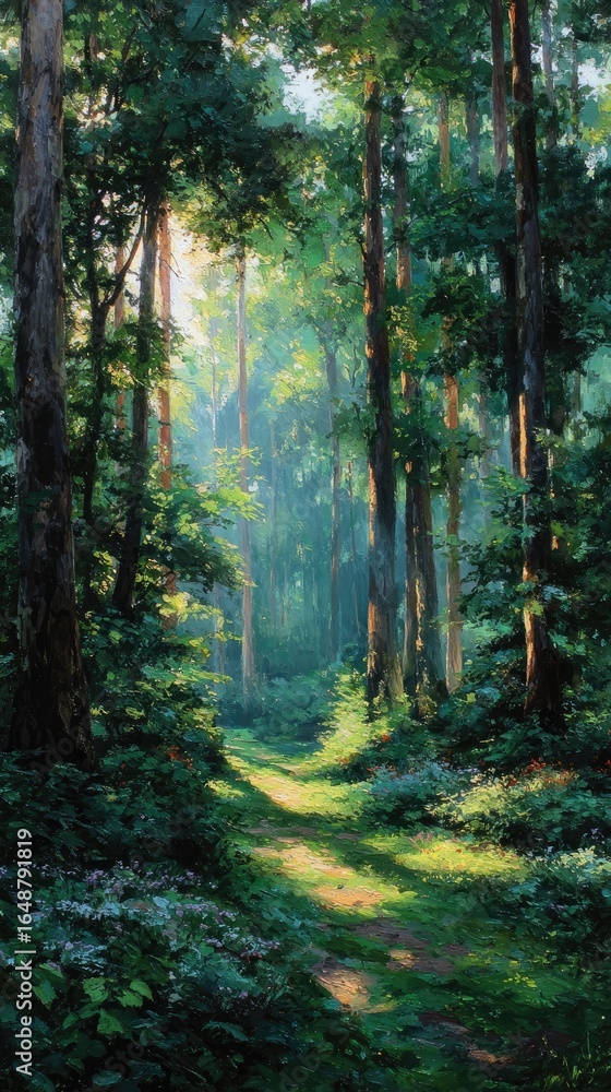 Obraz premium Sunlit Forest Path