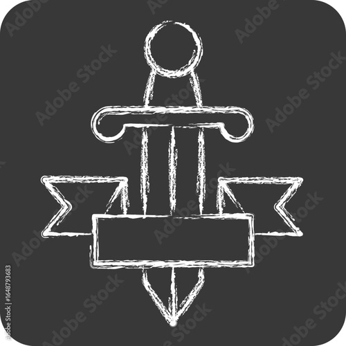 Icon Sword Tatto. related to Tattoo symbol. chalk Style. design editable