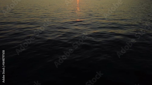 Peaceful panoramic sunset view of the Adriatic coastline in Dalmatia, Croatia