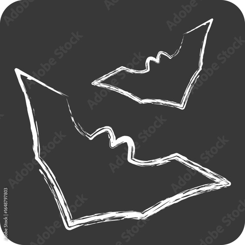 Icon Bat. related to Tattoo symbol. chalk Style. design editable