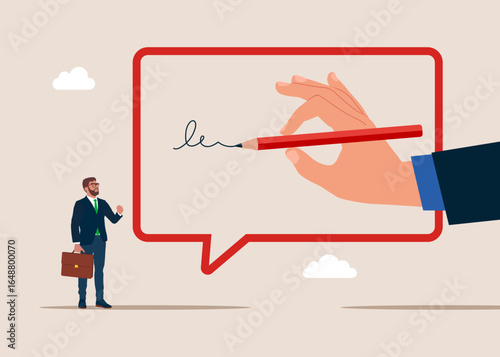 Hand write email or message on speech bubble to communicate effectively in writing. Urgency tasks. Writing message skill to success. Flat vector illustration