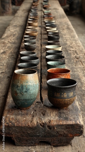 Wallpaper Mural Ceramic Cups on a Wooden Table Torontodigital.ca