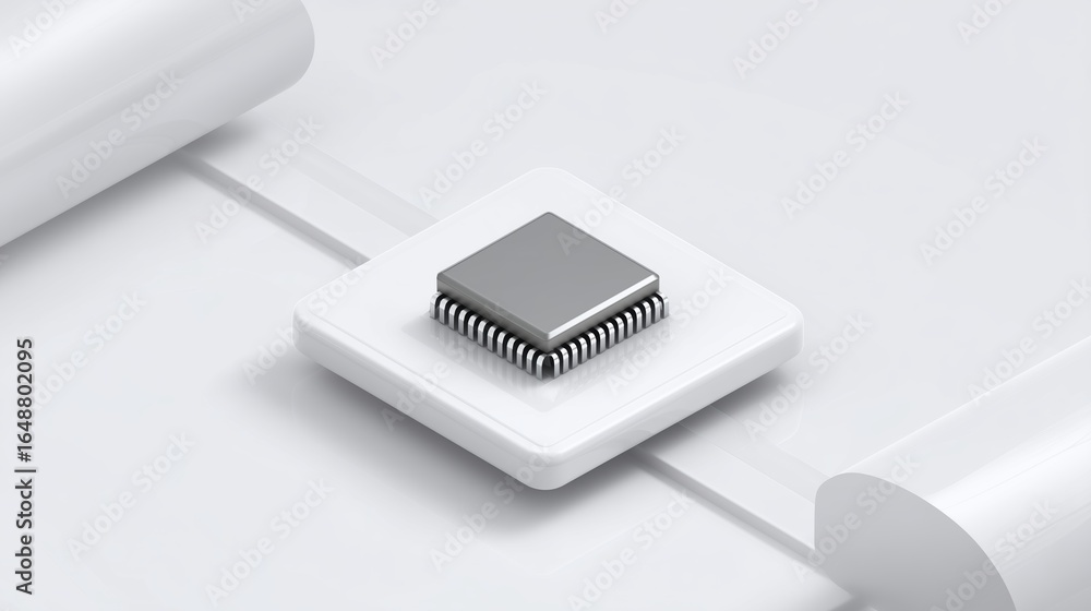 AI circuit technology and Medical Research concept, Microchip on a circuit board with connecting lines in a clean design. AI circuit technology and Medical Research concept, Microchip on a circuit board with connecting lines in a clean design.