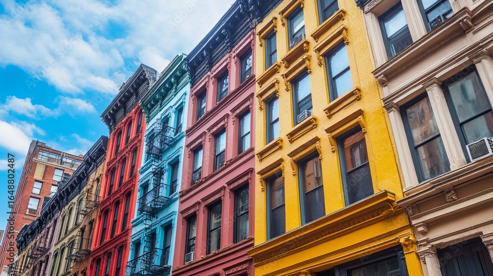 Fototapeta premium Colorful row of buildings in a city street