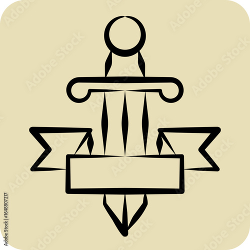 Icon Sword Tatto. related to Tattoo symbol. hand drawn style. design editable