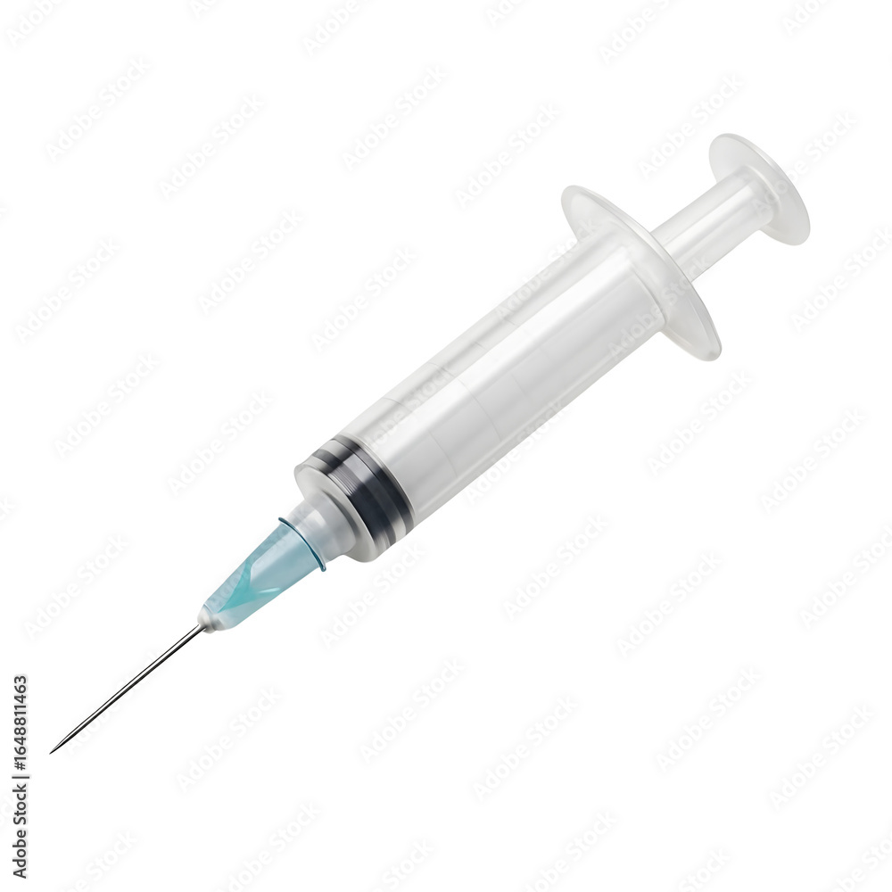 Disposable Medical Syringe with Needle Isolated on White Background Disposable Medical Syringe with Needle Isolated on White Background