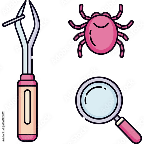 Tick Removal Tools Tweezers, Magnifying Glass & Tick Identification