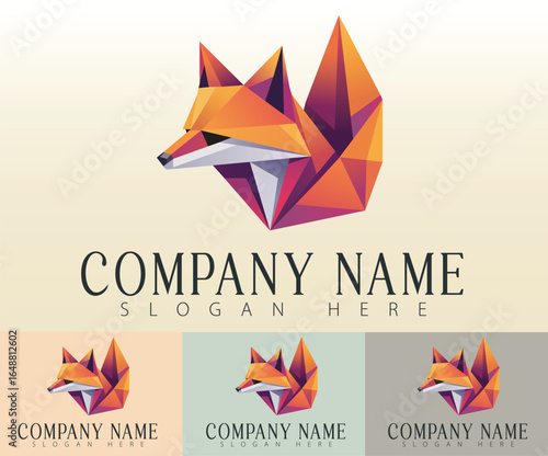 A geometric fox logo artwork.
