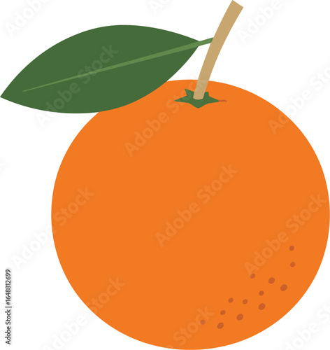 Vibrant orange fruit with leaf isolated