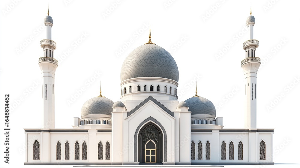 Fototapeta premium Modern mosque building isolated on white background