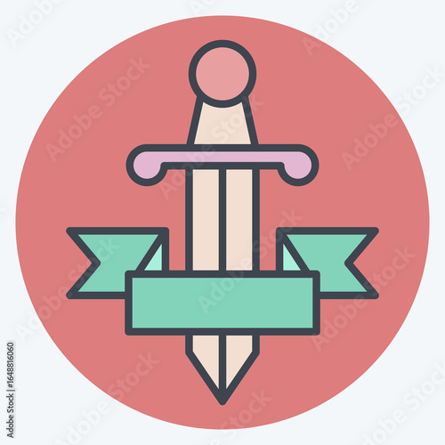 Icon Sword Tatto. related to Tattoo symbol. color mate style. design editable