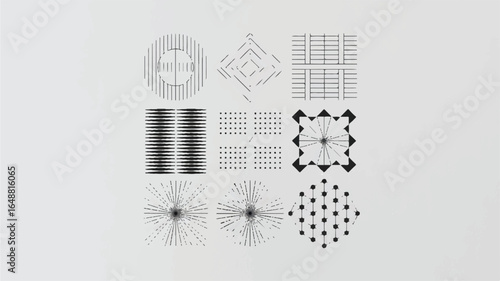 Abstract geometric patterns on a light background ideal for minimalist design and conceptual art exploring form and symmetry for backgrounds presentations and creative projects