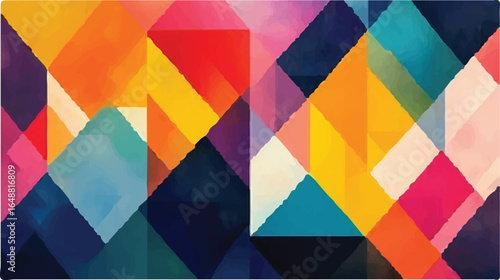 Abstract Geometric Watercolor Painting with Vibrant Colors and Diamond Shapes Creating a Modern and Dynamic Composition Perfect for Creative Backgrounds