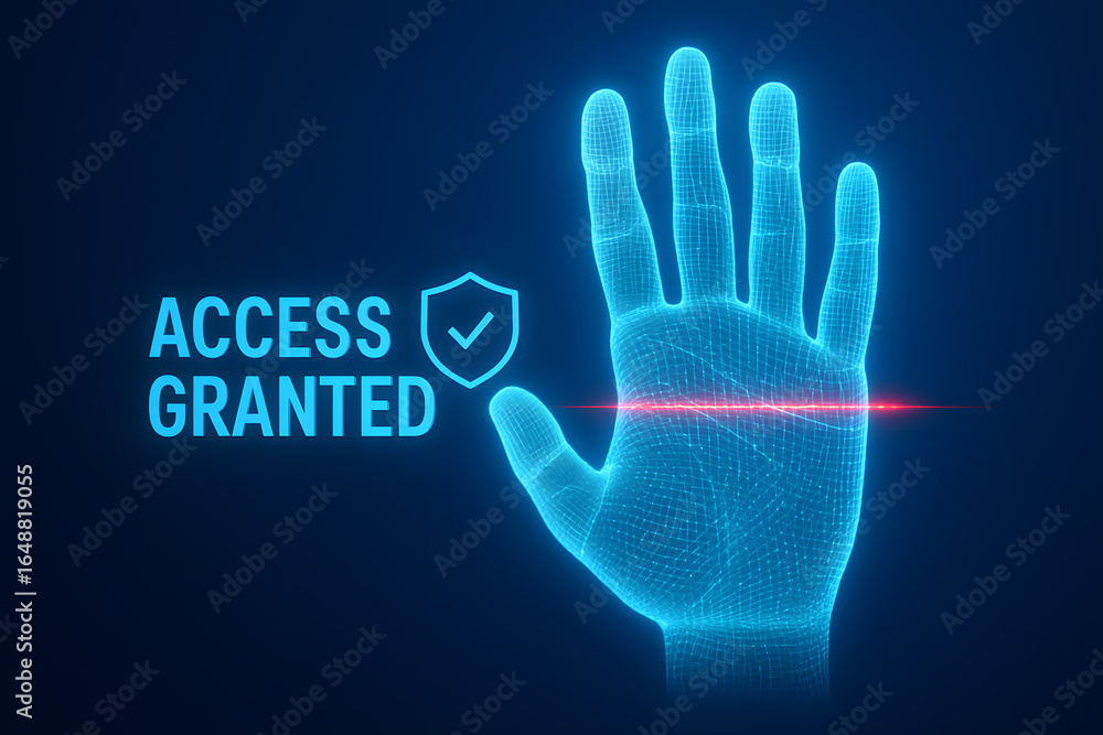 Obraz premium Biometric Access Granted with Fingerprint Scan for Security Systems