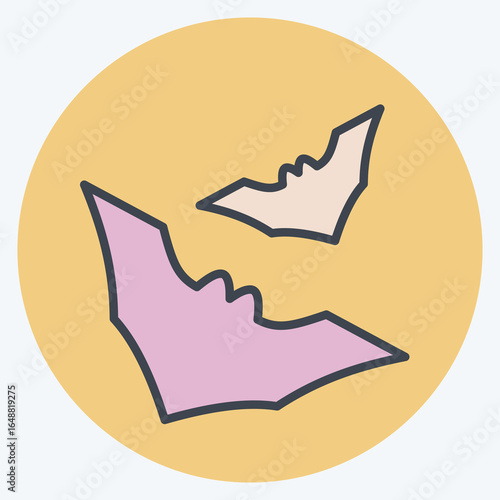 Icon Bat. related to Tattoo symbol. color mate style. design editable