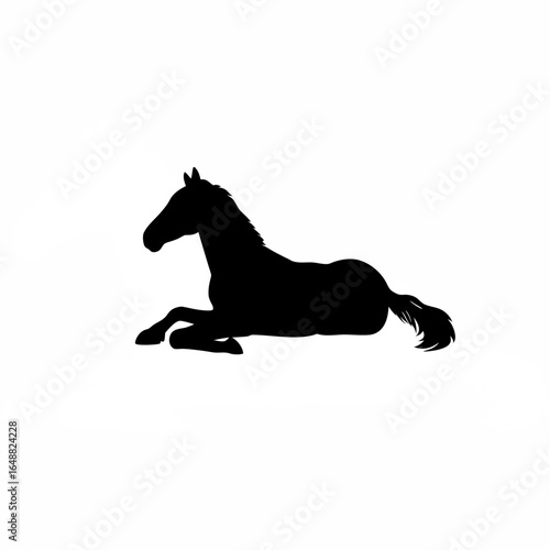 Resting horse silhouette in profile view