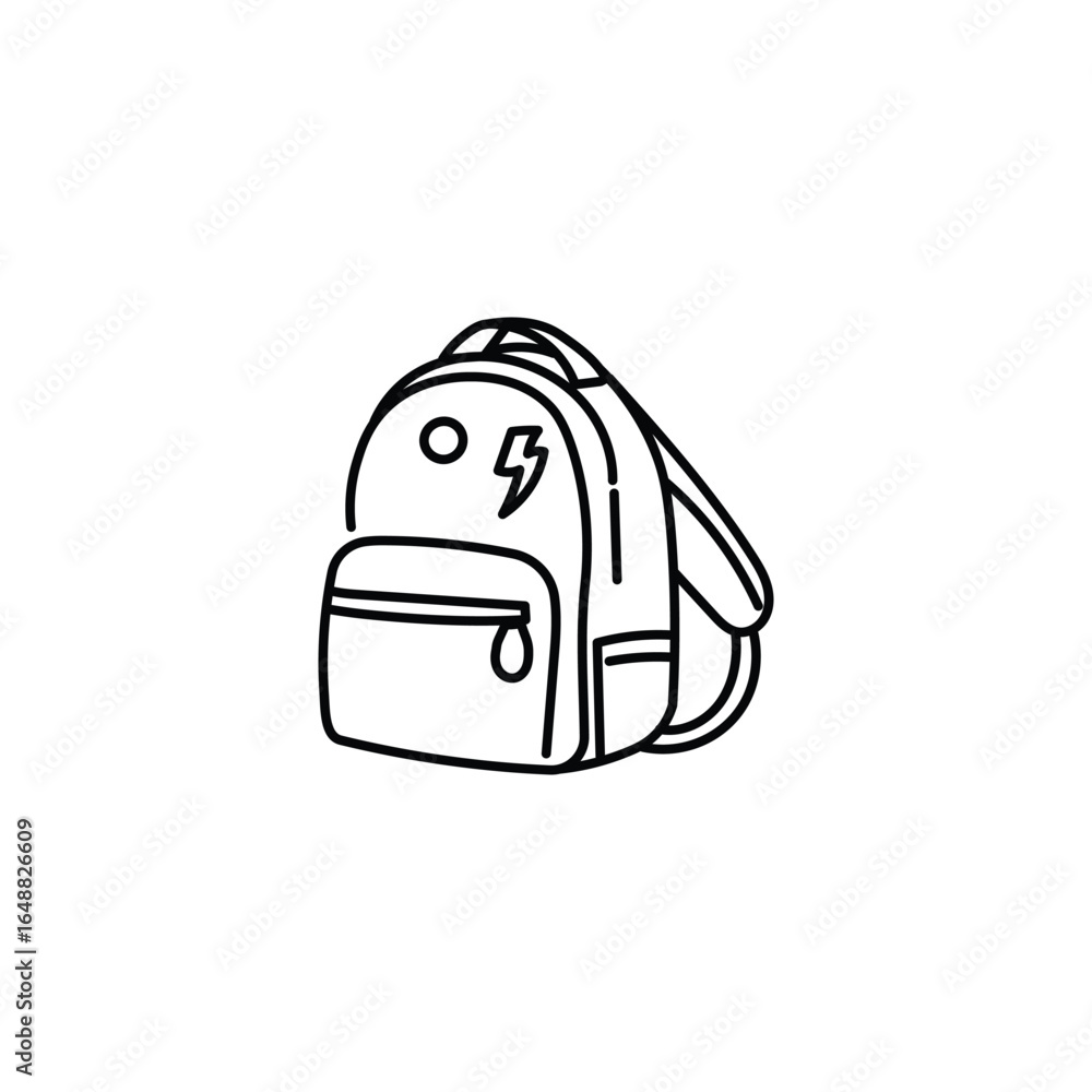 Fototapeta premium School Backpack Line Art Icon – Hand-Drawn Student Bag, Education Outline Vector