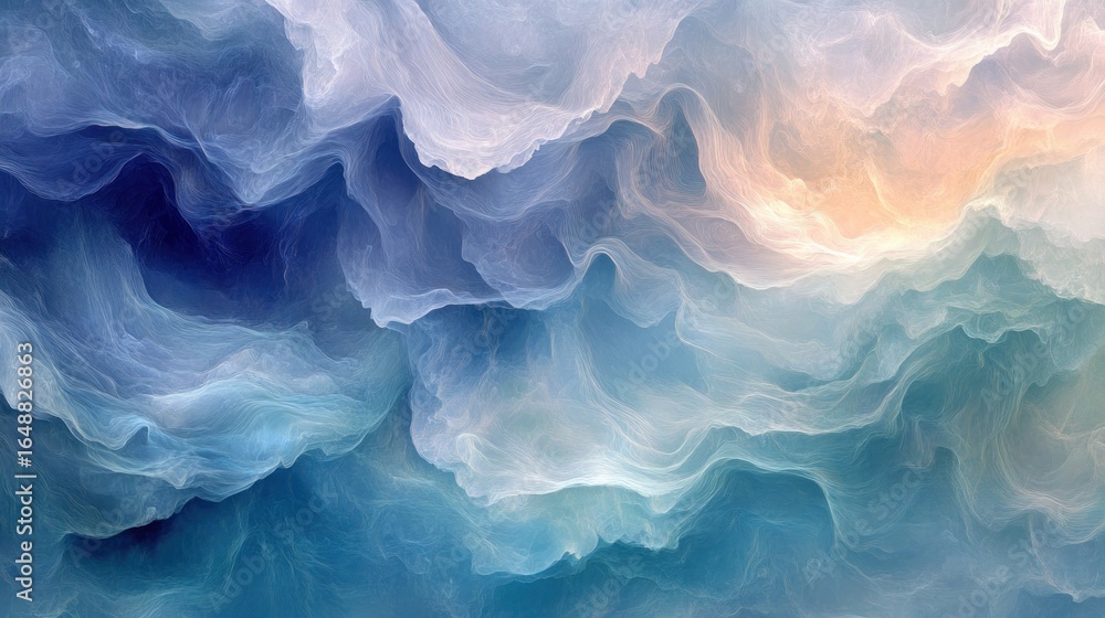 Obraz premium Celestial Currents: A Serene Abstract Landscape of Flowing Light