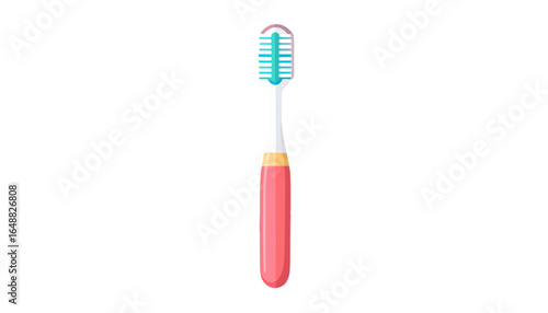 Clean And Fresh Toothbrush With Pink Handle On White Background