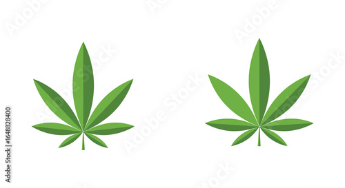 Two Green Cannabis Leaves Isolated on White Background for Medical or Recreational Use
