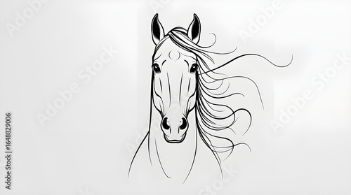 Minimalist line art of a horse head facing front