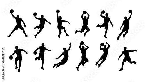 Wallpaper Mural Dynamic basketball player silhouettes in action poses Torontodigital.ca