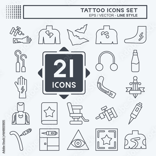 Icon Set Tattoo. related to Celebration symbol. line style. design editable