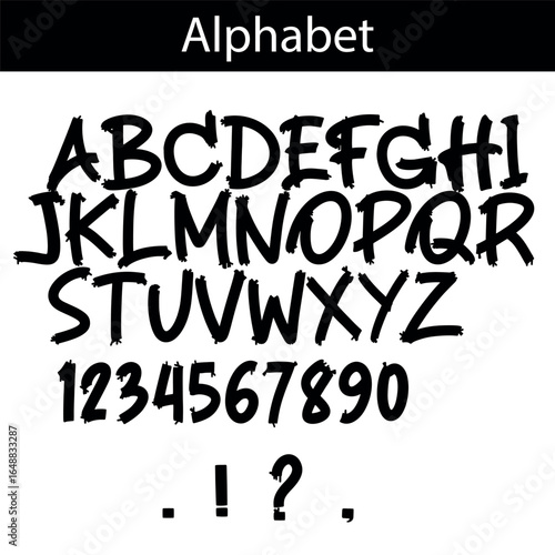 alphabet, font alphabet, letters, numbers, punctuation, punctuation marks, vector