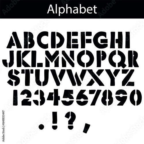 alphabet, font alphabet, letters, numbers, punctuation, punctuation marks, vector