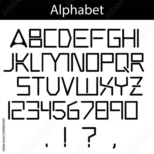 alphabet, font alphabet, letters, numbers, punctuation, punctuation marks, vector