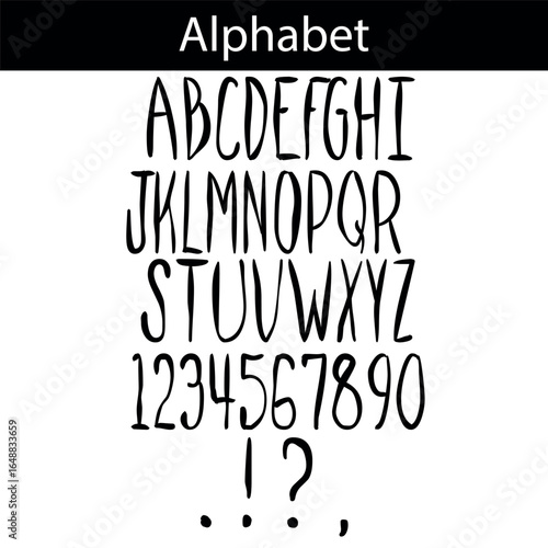 alphabet, font alphabet, letters, numbers, punctuation, punctuation marks, vector