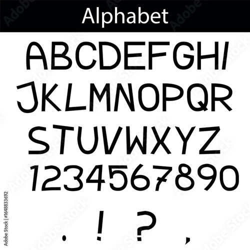 alphabet, font alphabet, letters, numbers, punctuation, punctuation marks, vector