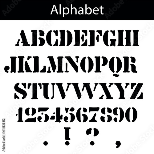 alphabet, font alphabet, letters, numbers, punctuation, punctuation marks, vector
