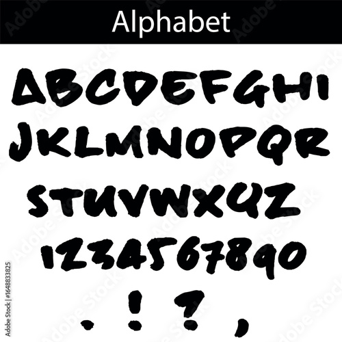 alphabet, font alphabet, letters, numbers, punctuation, punctuation marks, vector