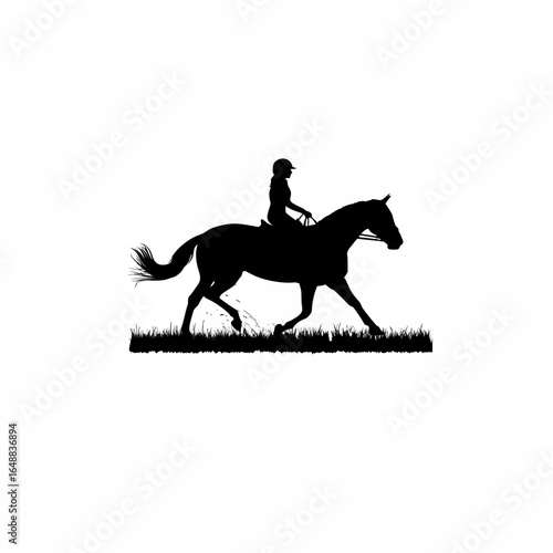 Dynamic silhouette of a horse galloping across an open field