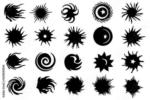 SEO-optimized title and 20-50 SEO tags for topic And Use commas after each tag: set of black ink splashes