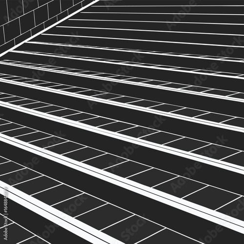 Stark Black and White Geometric Abstract Perspective with Parallel Lines and Squares pattern background
