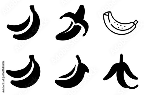Banana icon set with multiple styles and representations for healthy food and fruit symbols

