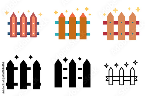 Flat icon of a fence section with three vertical pickets for property and security symbols

