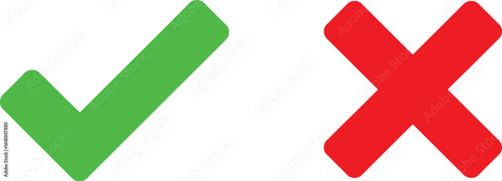 Obraz premium Check mark and cross mark icons