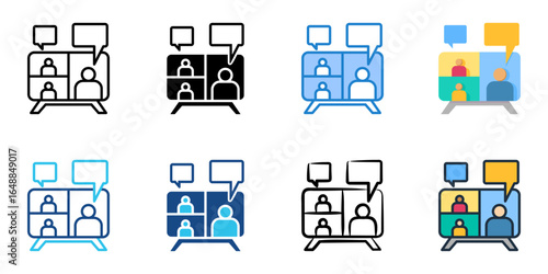 Virtual Team Training icon set multiple style collection 
