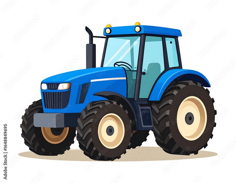 Obraz premium Blue tractor illustration on white background