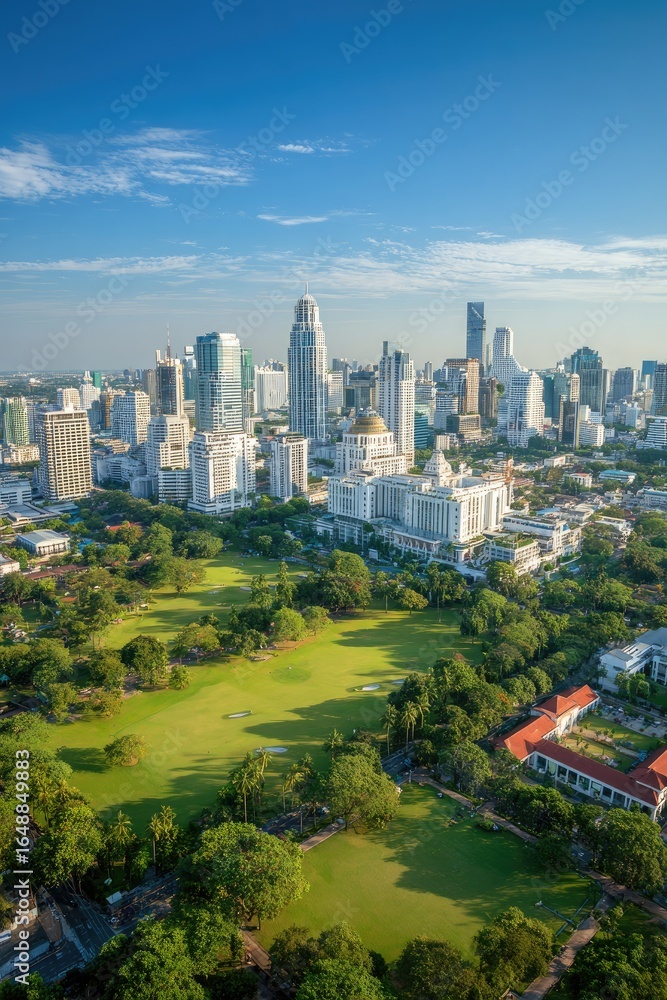 Naklejka premium City park aerial view