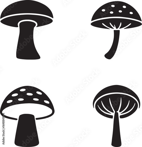 Mushroom Silhouettes Vector Art