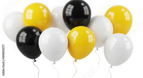 Yellow Black White Balloons Bunch