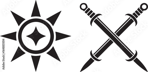 Sun and Swords Vector Icon